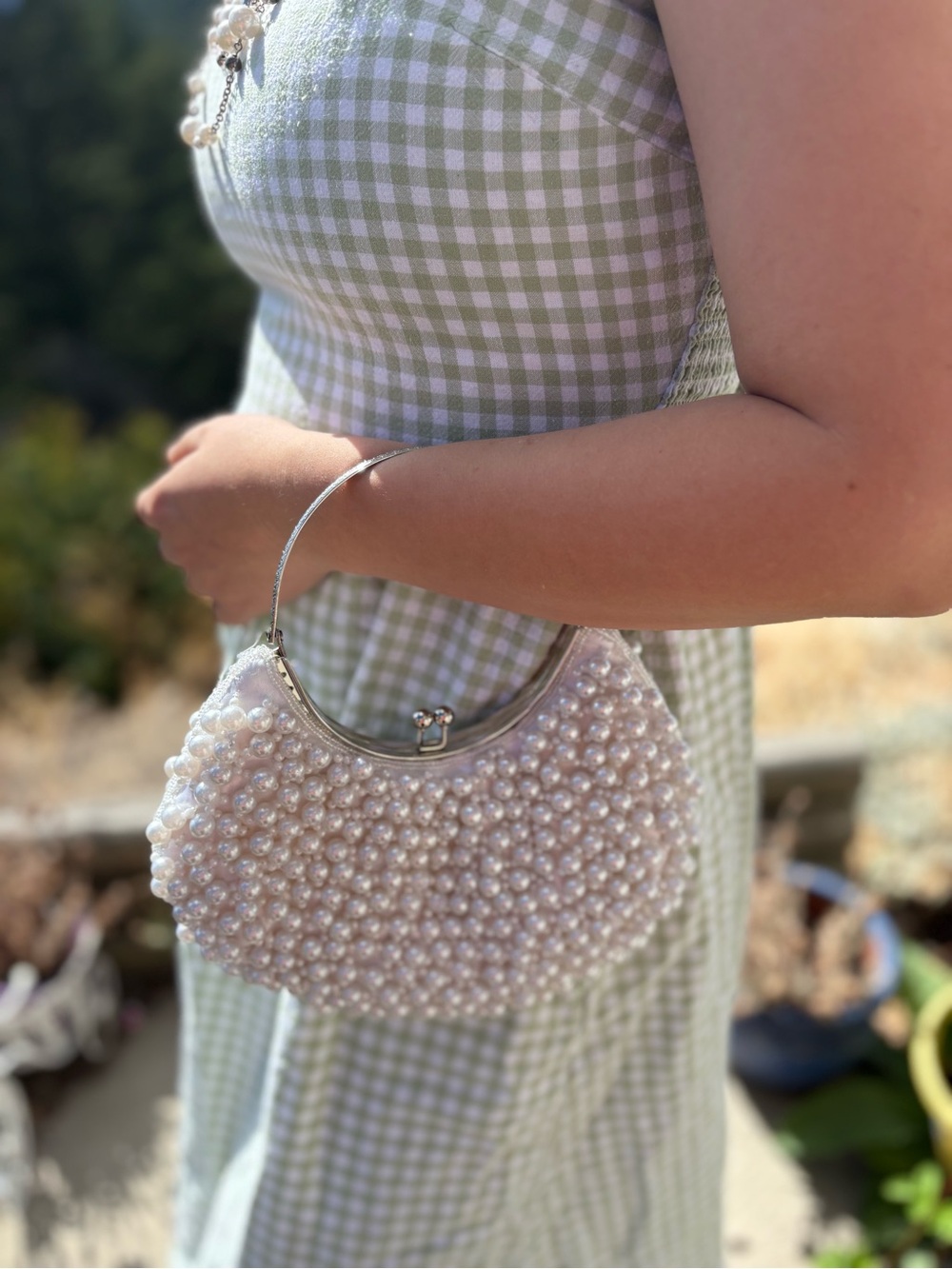 Beautiful Beaded Faux Pearl Evening Clutch Hand Bag